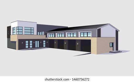3d automobile repair shop. Architectural blueprint.