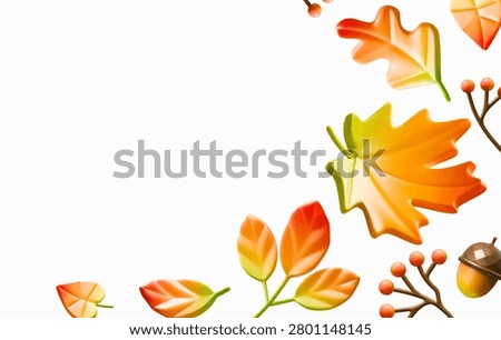 3d autumn backgrond fall leaves vector banner