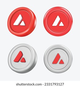 3d Avalanche Cryptocurrency Coin (AVAX) on white background. Vector illustration.