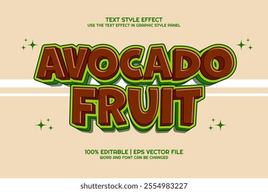 3d Avocado Fruit Cartoon Editable Text Effect