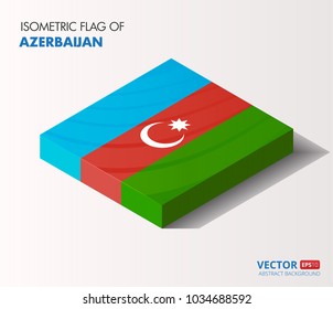 3d Azerbaijan flag isometric vector illustration realistic colorful