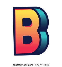3d b gradient letter design, lettering typography retro and comic theme Vector illustration