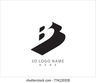 3D B letter logo design vector with white background