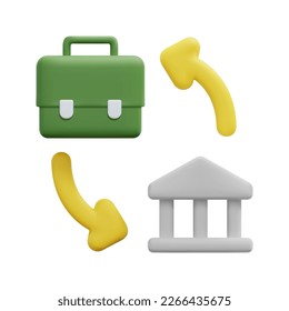 3d b2g icon vector. 3d business to government concept. Isolated on white background. 3d icon vector render illustration. Design in modern cartoon style for ui, ux, web, app banner design