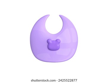 3d baby bib icon. Toddler feeding. Cartoon vector illustration in 3d cute realistic style