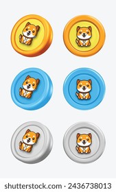 3d Baby Doge Cryptocurrency Coin (BabyDoge) on white background.  banner. Vector illustration.