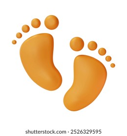 3d Baby Foot Traces Recém-Nascidos Passo a Passo Conceito Design de Desenho Animado Estilo Isolado em um Fundo Branco. Ilustração vetorial