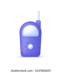 3D baby monitor for tracking a small child isolated on white background. Radio monitor icon. Can be used for many purposes. Trendy and modern vector in 3d style.