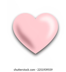 A 3D baby pink heart icon. Symbol or icon.