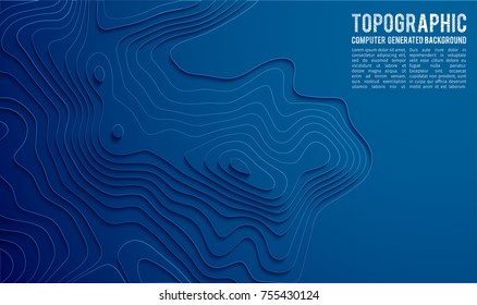 3D bacground .Paper art carving background. Paper cut shapes. Kids background design . 3d Terrain top wiev . Topografic map 3d landscape color background. Vector Illustration