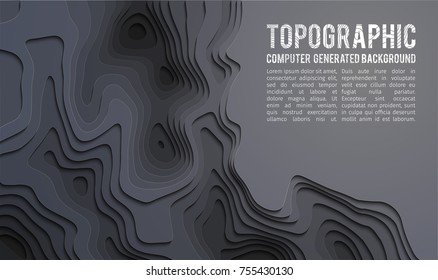 3D bacground .Paper art carving background. Paper cut shapes. Kids background design . 3d Terrain top wiev . Topografic map 3d landscape color background. Vector Illustration