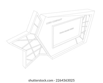 3d backdrop cover LED screen star style decoration with blank space logo company and image for event exhibition awarding expo. Vector sketch outline drawing coloring editable isolated.