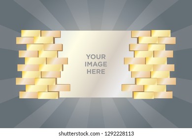 3d backdrop exhibition with brick wings and blank space for your image. Vector editable isolated.