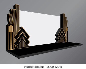 3D de fondo de la foto art deco gran lujo Gatsby con espacio en blanco logotipo de la empresa para la exposición del evento. Vector editable aislado.