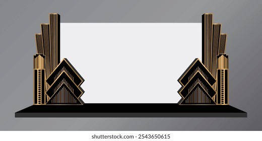 3d backdrop photo art deco great gatsby luxury with blank space logo company for event exhibition. Vector editable isolated.