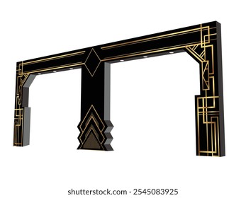 3D-Hintergrund Foto Art Deco große Gatsby Luxus mit Leerraum Logo Firma für Event-Ausstellung. Vektorbearbeitbar, isoliert.