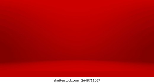 Fondo 3D para la presentación del producto. Sala de estudio rojo oscuro. Ilustración de maqueta de etapa de Vector. Fondo abstracto del limbo. Escena de pared mínima. Escaparate, exhibición de la promoción.
