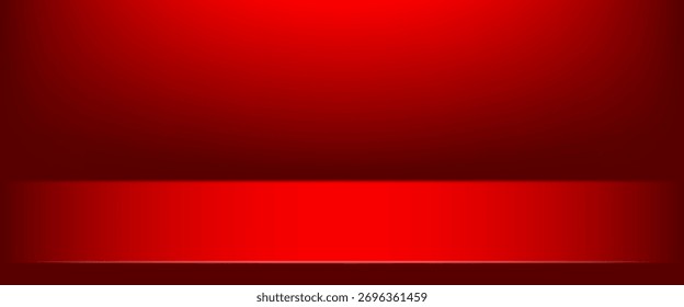 Fundo 3d para apresentação do produto. Quarto de estúdio vermelho escuro. Ilustração da maquete de estágio de vetor. Fundo abstrato do limbo. Mínima cena de parede. Exibição de apresentação, promoção.