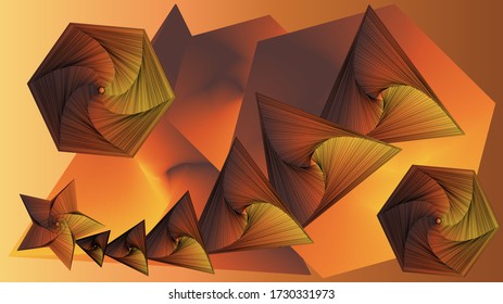 3d background with abstract shapes. Graphic composition in autumn colors. Vector
