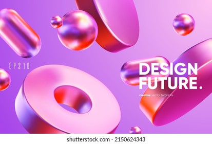 3D background with colorful geometric shapes. Eps10 vector.