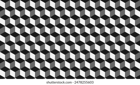 3d Background from cubes and lines. Geometric seamless pattern cube. Cubes mosaic shape vector design.