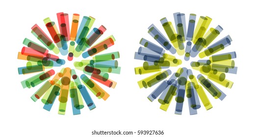 3d fondo, cilindros. Estructura molecular, símbolo. Diseño gráfico. Ilustración vectorial. Se puede usar para el afiche, tarjeta, volante o banner.