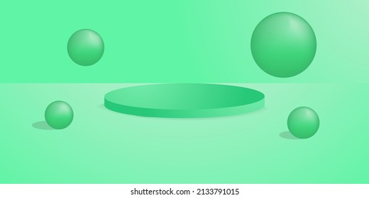 3d background design with a stage to display a product, and there is a 3d circle as a complement