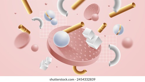 3d background with different shapes vector design in eps 10