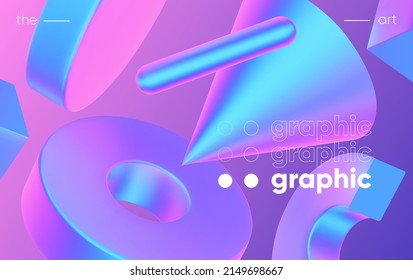 3D background with gradient geometric shapes. Eps10 vector.