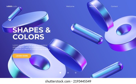 3D background with gradient geometric shapes. Eps10 vector.
