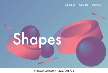 3D background with gradient geometric shapes. Eps10 vector illustration. Landing page. Minimalitic colorful banner for website