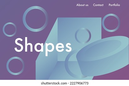 3D background with gradient geometric shapes. Eps10 vector illustration. Landing page. Minimalitic colorful banner for website