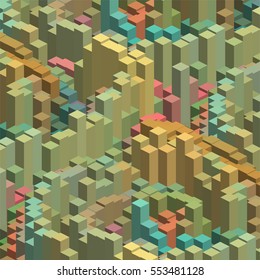 3d background with green, brown  cubes. Vector eps 10 