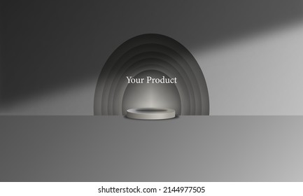 3d background of grey color podium object illustration for product photo of a store, vector design eps 10