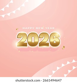 3D-Hintergrund Frohes neues Jahr 2026