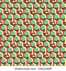 3d background with hexagons. Abstract geometrical seamless background. 