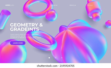 3D background with Holographic geometric shapes. Eps10 vector.