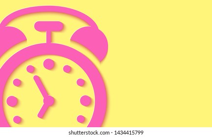 3d background with the image of an alarm clock for the layout. Vector. Papercut Style.