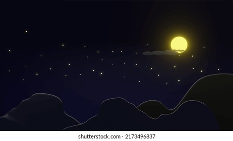 3d background image The moon was full of softness at night, the stars twinkled.
