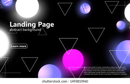 3d background. Landing page. Neon pattern. Color geometric shapes. Vector. Soft background.