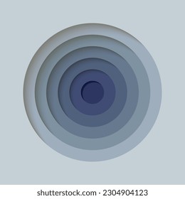 3D background with paper cut from light to dark grey colours round holes. Realistic design layout for presentation, flyer, poster, banner, business card. Geometric vector illustration.