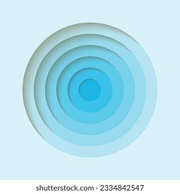 3D background with paper cut light and dark blue colours round holes. Realistic design layout for presentation, flyer, poster, banner, business card. Geometric vector illustration.