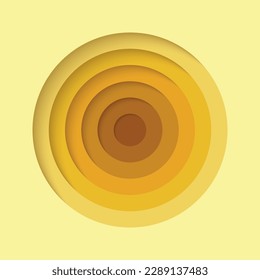 3D background with paper cut yellow round holes. Realistic design layout for presentation, flyer, poster, banner, business card. Geometric vector illustration.