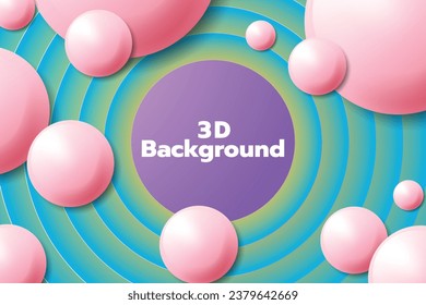 3D Background with Pink realistic ball.