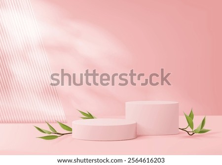 3d background platform with pink glass modern. Background vector 3d rendering crystal podium platform. stand show cosmetic product. Stage showcase on pedestal modern glass studio platform