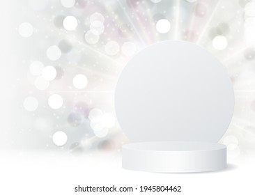3d Background podium cylinder to show cosmetic product template. Vector Illustration EPS10
