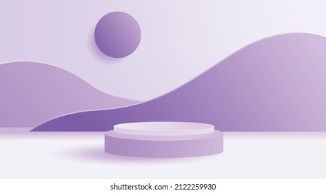 3D Background podium for product display. Product showcase on pedestal purple studio