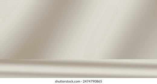 Exhibición del producto de fondo 3D con una escena de marfil beige y una plataforma , renderizado 3D de Vector con un podio para mostrar la configuración del escenario del producto cosmético en un pedestal en un fondo de estudio con sombra
