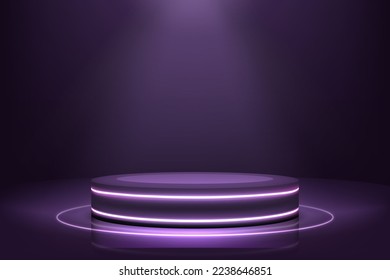 3d background product display podium scene with geometric platform stand to show cosmetic products. Stage showcase on pedestal display studio with spotlight