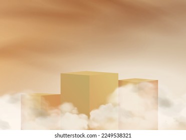 3d background product display podium with cloud platform vector 3d rendering